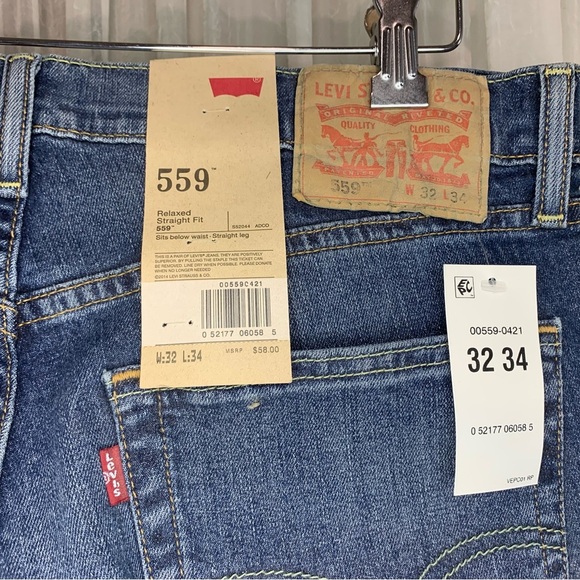 Men's Levi's® 559™ Stretch Relaxed Straight Fit Jeans Size 32W x 34L (NWT) Blue - Picture 10 of 10